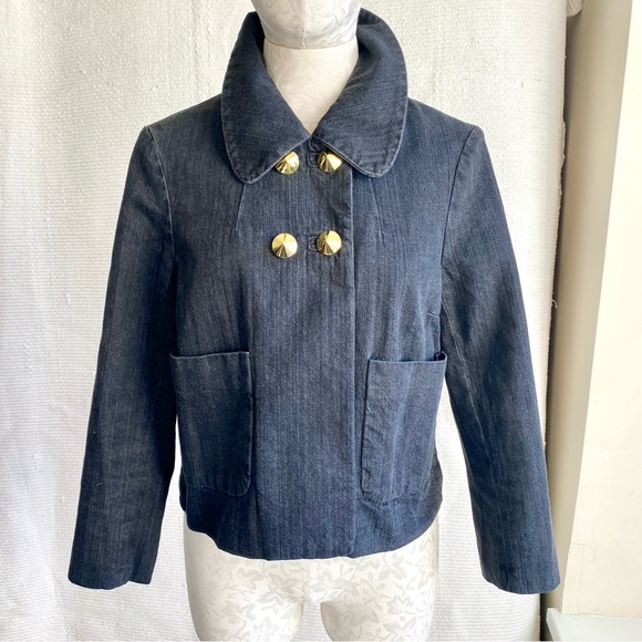 3.1 Phillip Lim M Stretch Denim Blazer Grey Black Casual Jean Jacket Spring Fall - Picture 10 of 10